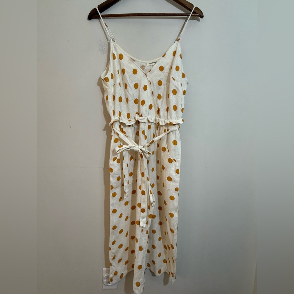 Monteau crop jumpsuit polka dot cream & mustard yellow SZ M